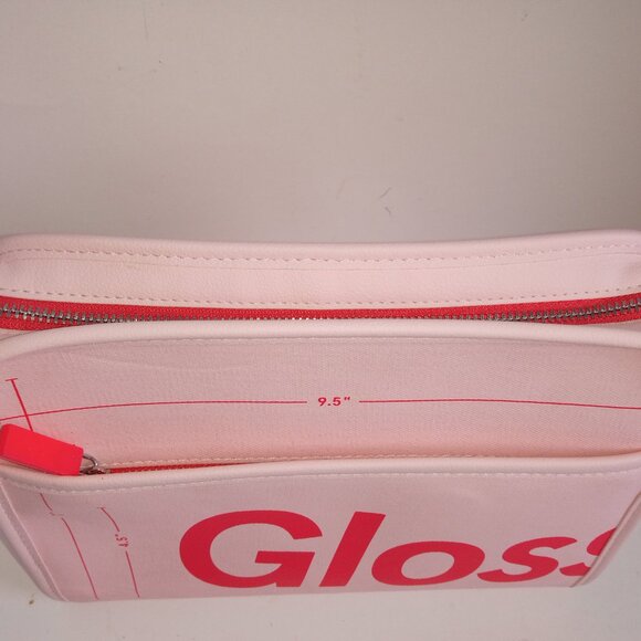 GLOSSIER NWOT Pink Limited Edition Cosmetic Bag w Removable Felt Liner - Picture 6 of 16